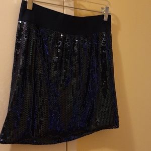 Blue Sequin Mini Skirt